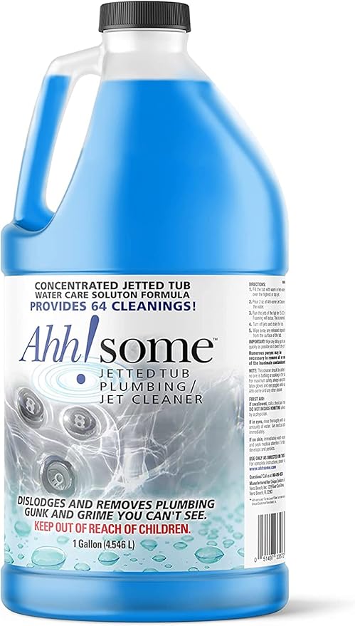 AhhSome Jetted Tub &amp Hot Tub Cleaner Powerful Spa Bath Cleaning Solution for Jacuzzis &amp Whirlpools 1 Gallon (64 Treatments) Professional Grade Septic Safe Solution for Hot Tubs Made in USA
