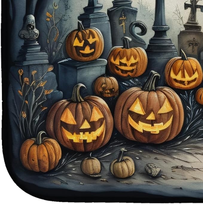 Caroline's Treasures DAC2271DDM Cat Cemetery Spooky Halloween Dish Drying Mat Absorbent Dish Drying Mat Pad for Kitchen Counter Dish Drainer Mat for Countertop 14 x 21 Multicolor