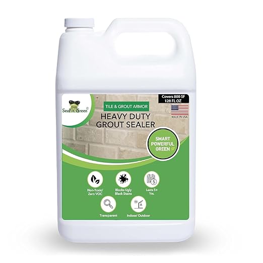 Seal It Green Xtreme Heavy Duty Professional Grout Sealer-Breathe Easy Stain Block Technology. Odorless Non-Toxic Zero VOC-Seals &amp Protects. Lasts 5+ Yrs. 800+ SF Coverage