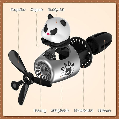 2 Pcs Car Air Freshener Cute Car Diffuser Cartoon Outlet Fan Air Diffuser for Car Vent Perfume Automotive Decoration(Panda Bear)
