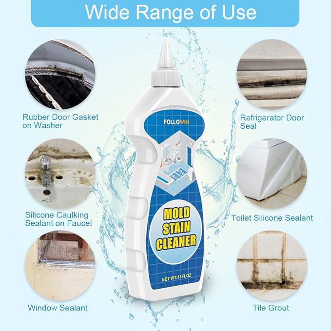 FOLLOWIN Mold and Mildew Bathroom Cleaner Gel 18oz Household Stain Cleaner for Showers Tiles Grout Sealant Sinks
