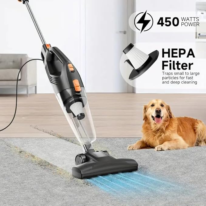 KIKETECH Cord Vacuum Cleaner Powerful Stick Vacuum with 45Mins Runtime 8 in 1 Vacuum Cleaners1.7 L Dust Cup Rechargeable Vacuum Pet for Hair Carpet HardfloorGrey (Black)