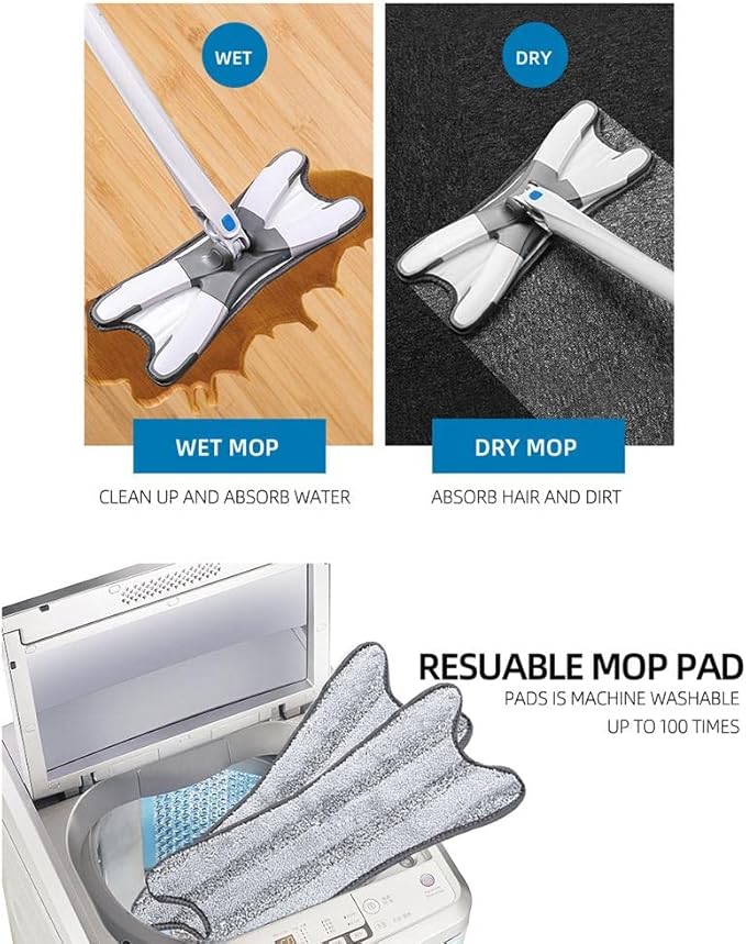 Generic Microfiber Dust Mop for Hardwood Floors X Type 360 Degree Rotation Microfiber Type Flat Mop Household Floor Tools Lazy Fellow