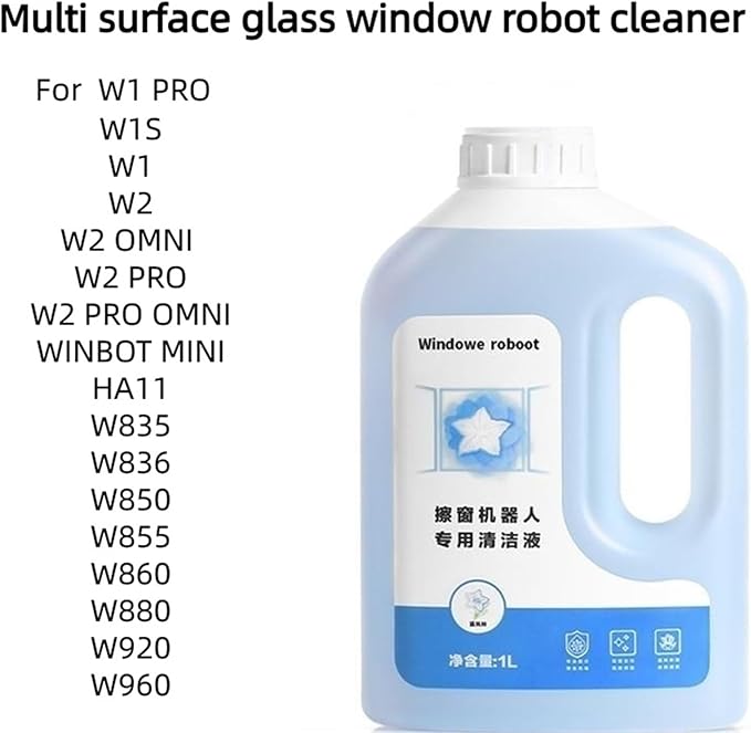 Window Cleaning Robot Cleaning Solution 6-Pack Compatible With Ecovacs Winbot W1/W1SPRO/W2/W2SPRO/W850/836/83S/860/880/855/W930/950