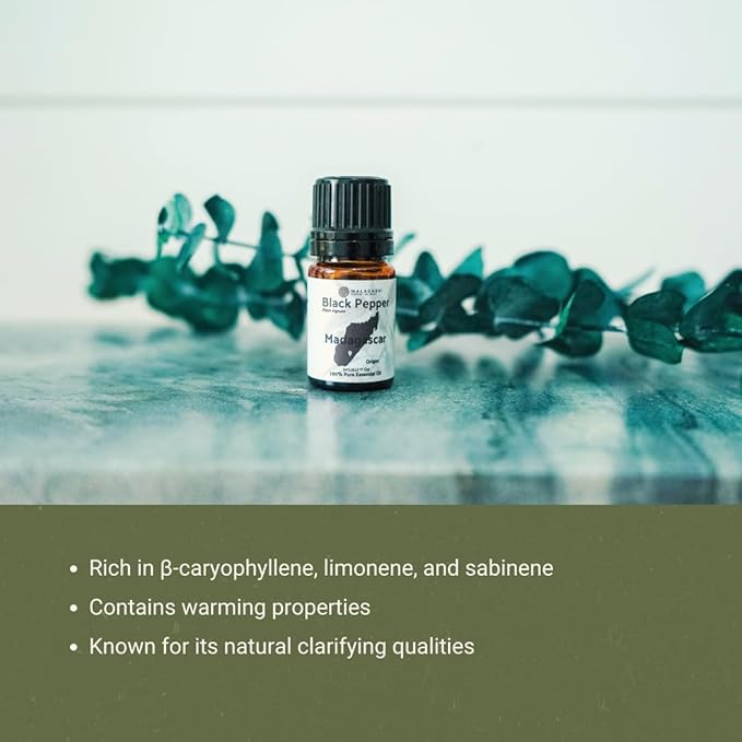 Black Pepper Essential Oil - Direct from Madagascar Farms - Steam Distilled - Aceite Pimienta Negra for Aromatherapy Massage Diffuser DIY Candle and Soap Making - 2lbs