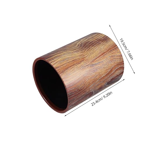 Wood Pattern Trash Can Vintage Style Wastebasket Without Lid for Kitchen Bathroom Home Office