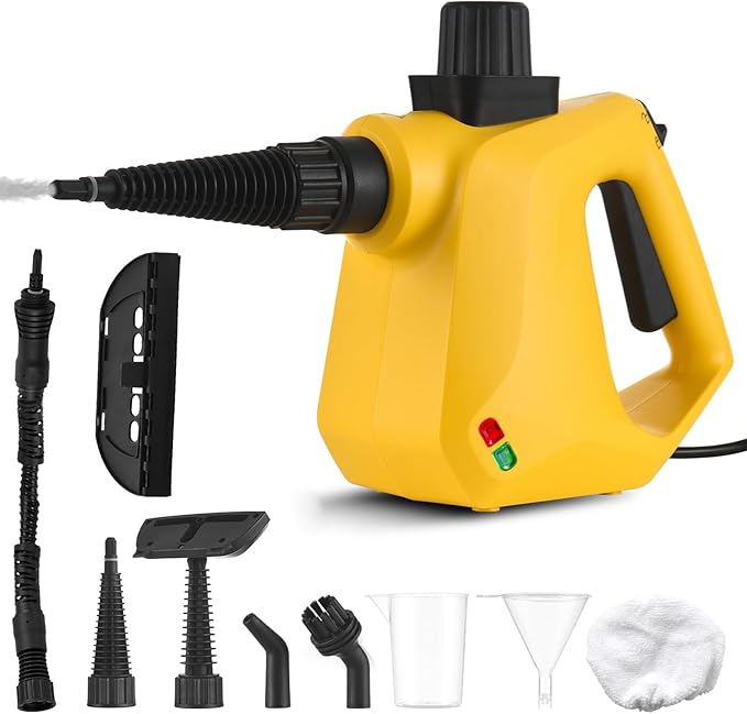 Aramox Pressurized Handheld Steam Cleaner Portable Floor Cleaner with Ergonomic Handle for Hardwood Tile and Car Interior 1000W 400ml Tank (US plug)