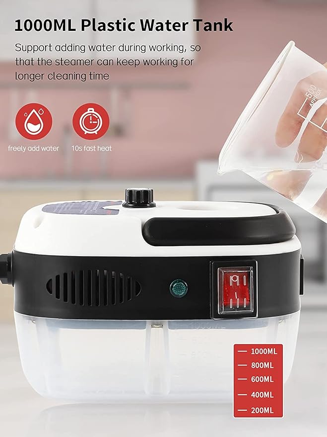 2500W High Temperature Pressurized Steam Cleaner Hand-Held Portable Steam Cleaning Machine 1000Ml Tank for Kitchen Bathroom Furniture Windows Autoswith Cleaning Kit Tool