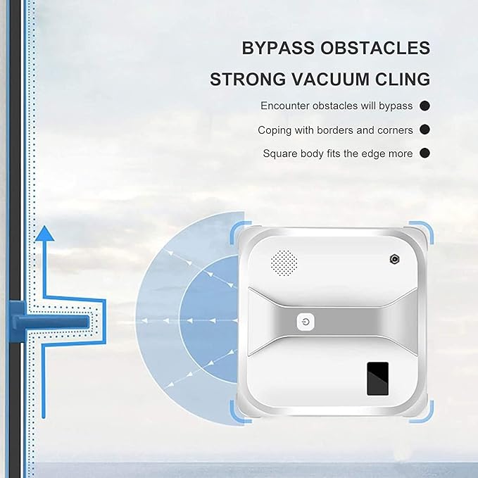 Smart Window Cleaning RobotHousehold Automatic Glass Cleaner RoboticStrong Suction| Intelligent Planningfor Outdoor/Indoor Windows Table Tile Ceiling