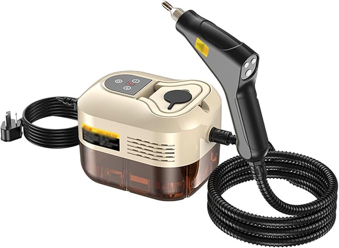 Handheld Steam Cleaner 1500W High Pressure Steamer With 3 Brush Heads 15s Heat-Up 6-Level Temp 1.2 L Water Tank Portable Steam Cleaning Machine for Car Kitchen Bathroom(Style1)