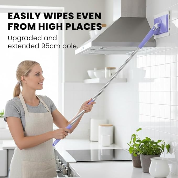 2026 Snap Grip Mini Mop Upgraded with 10 Pads| Zero Touch Hands-Free Cleaning Mop|27.5” &amp 36.5” Adjustable Handle Flat Dust Mop for BathroomCornersWindows|No Wash Wet &amp Dry Use (27.5”Purple