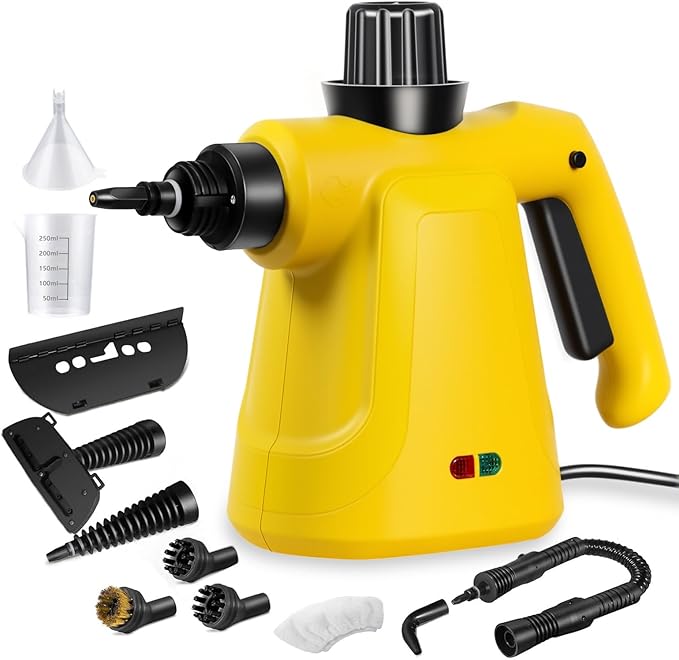 Pressurized Steam Cleaner Handheld Multi-Surface Steamer with 11 Accessories &amp Steam Lock 350ml Tank for Home Car Kitchen Bathroom Windows – Chemical-Free Deep Cleaning
