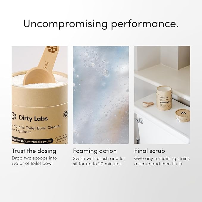 Dirty Labs | Probiotic Toilet Bowl Cleaner Powder | with Phytolase Bio Enzymes | 24 Doses | Septic-Safe Biodegradable Bleach-Free | Verdure Scent (Cassis. Tuberose. Birch.)