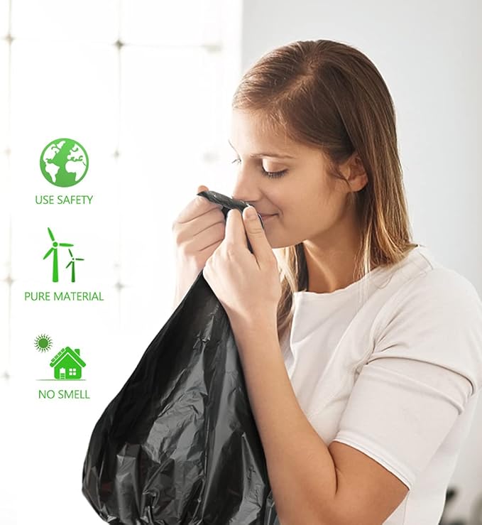 4 Gallon 1000 Counts Small Black Trash Bag Bulk Garbage Bags by Teivio Bathroom Trash Can Bin Liners Small Plastic Bags for home office kitchen