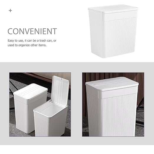 Unomor Narrow Slim Bathroom Trash Can Press Type Lid Wastebasket for Bedroom Kitchen and Office Modern Design Space-Saving Garbage Pail