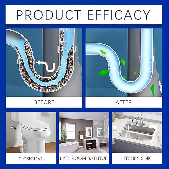 Foaming Sink &amp Drain Cleaner Powder 2026 Upgraded Fast-Acting Pipe Declogger for Kitchen Bathroom Shower Toilet Powerful Rapid Foam Drain Opener for Hair Grease &amp Odor Removal (5pcs)