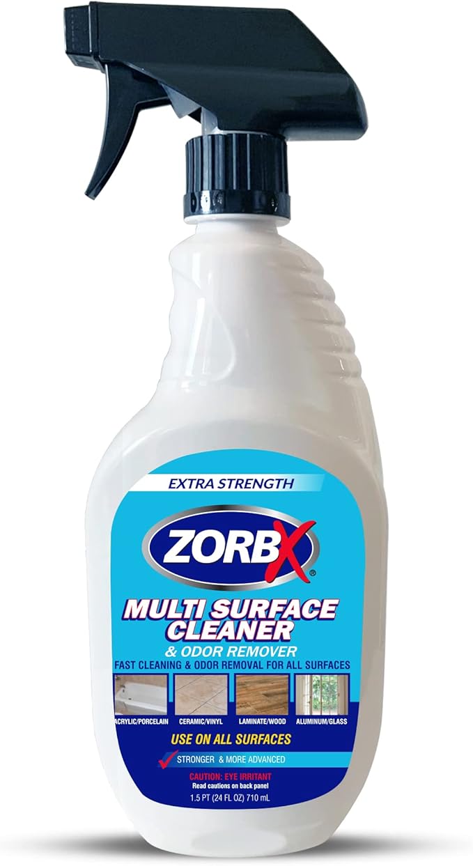 ZORBX Extra-Strength Multi Surface Cleaner 24 oz - Get Rid of Unpleasant Odors and Unwanted Stains Instantly - Citrus Scented Fast-acting Furniture Cleaner - Multipurpose Cleaner Spray
