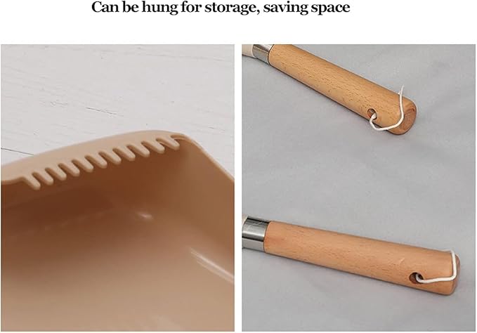 Whisk Broom Hand Held Hand Broom Wooden Handle Drafting Brush and Dustpan Set Bench Suitable for DesktopWorkbench(A)