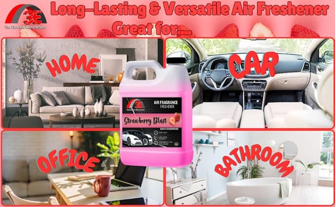 3E Car Air Freshener Concentrate – 64 oz – Professional Automotive Fragrance – Multiple Scents (Strawberry)