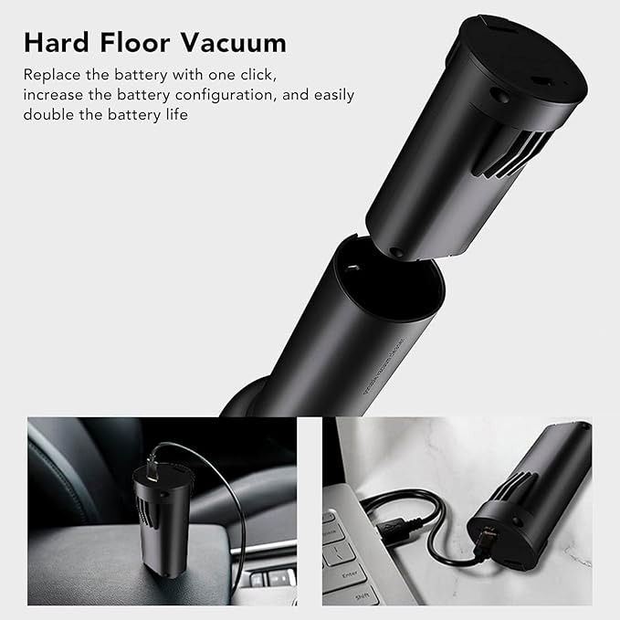 Cordless Handheld Vacuum Cleaner USB Charging Wet Dry Use 6000Pa Suction for Home Car White
