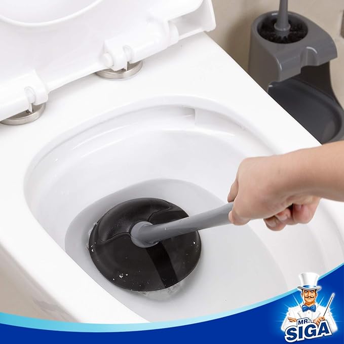 MR.SIGA Toilet Plunger and Bowl Brush Combo for Bathroom Cleaning Gray 1 Set