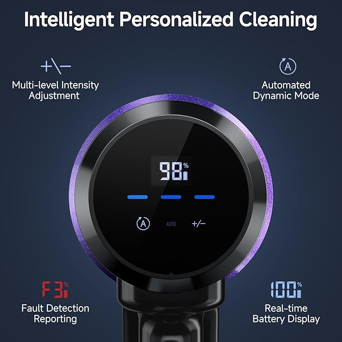 Cordless Vacuum Cleaner 550W/50Kpa/70Mins Vacuum Cleaners for Home with Smart Auto Mode/LED Touch Display Self-Standing Cordless Stick Vacuum Rechargeable Vacuum Cleaner for Pet Hair/Carpet/Floors