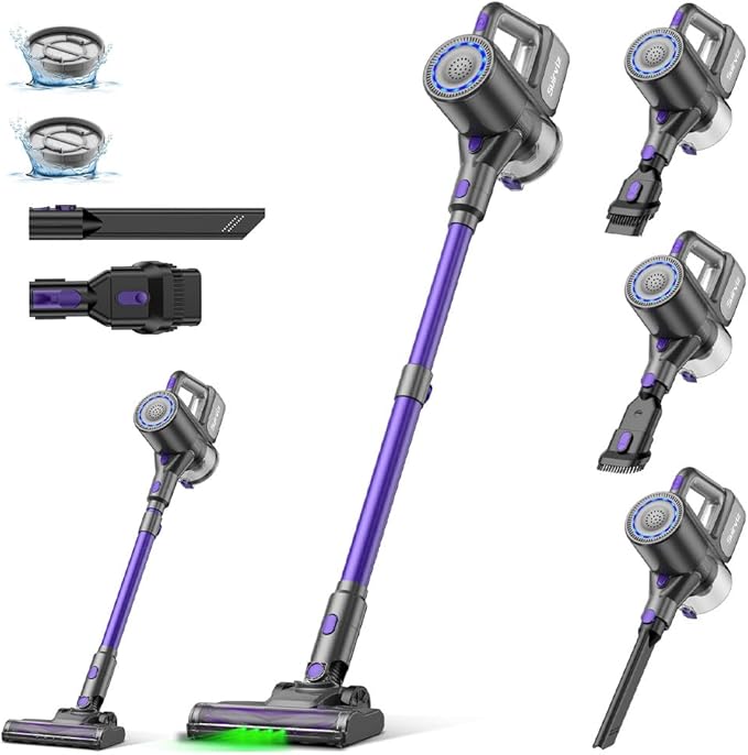 Cordless Vacuum Cleaner 40KPA/35Mins Green LED Light Lightweight Stick Vacuum Self-Standing Vacuum Cleaners for Home Handheld Vacuum for Pet Hair Carpet and Hard Floors U8