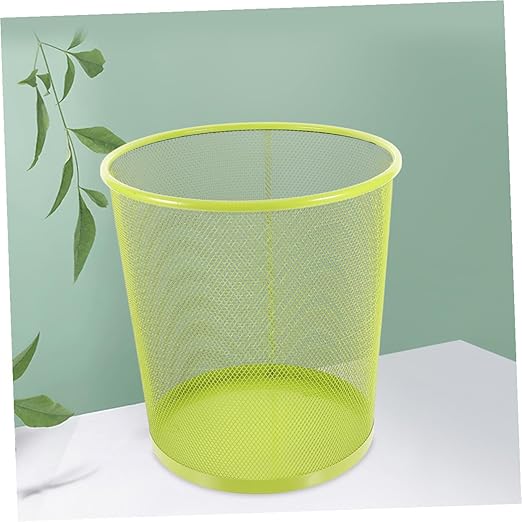 Metal Mesh Trash Can for Bathroom and Office Large Green Wire Wastebasket Multipurpose Rubbish Container for Living Storage and Waste Practical Home and Hotel Use