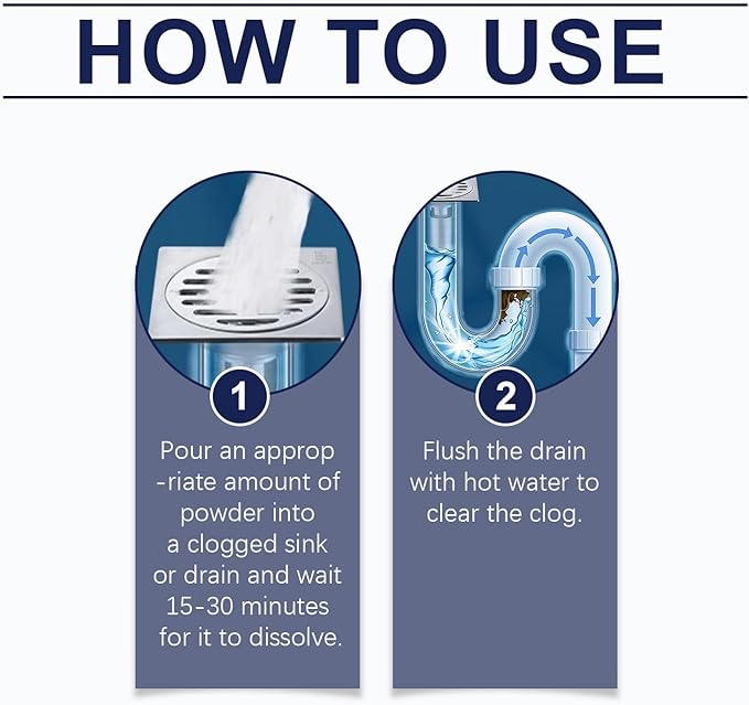 Drain Unclogger Powder for Kitchen and Bathroom - Quick Acting Grease &amp Food Waste Dissolver Plant-Based Formula Safe &amp Easy to Use Eliminates Odors(10PCS)