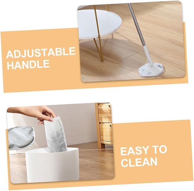 Rotating Dust Mop with Detachable Microfiber Pads and Dry Towel Triangle Shape Floor Dust Mop for Home Cleaning Wall and Floor Removal Convenient Hand-Free Use