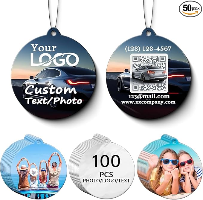 100 PCS Custom Logo Air Freshener Bulk Personalized Car Air Fresheners for Business Branding Real Estate Agents Dealerships and Events