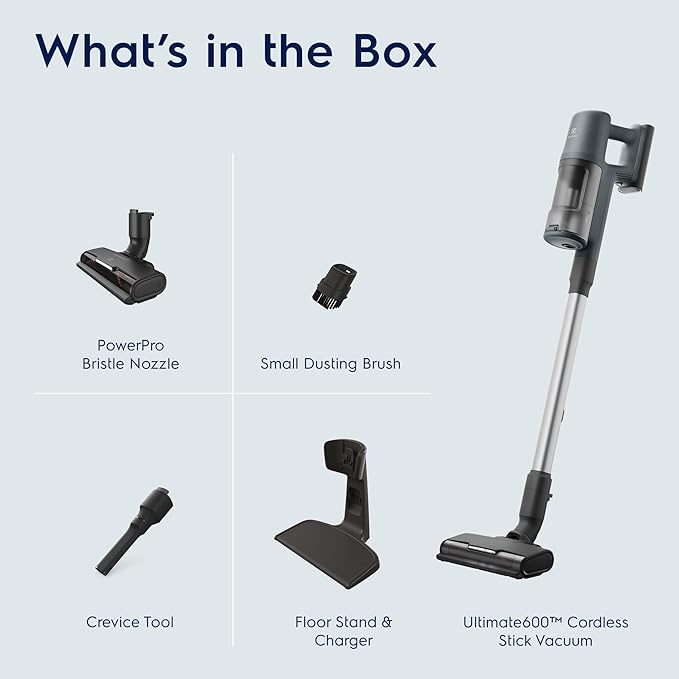 Electrolux Ultimate600 Cordless Stick Vacuum with PowerPro Bristle Nozzle and Larger Dust Bin Capacity 50-Minute Run Time 3 Power Modes Ocean Green