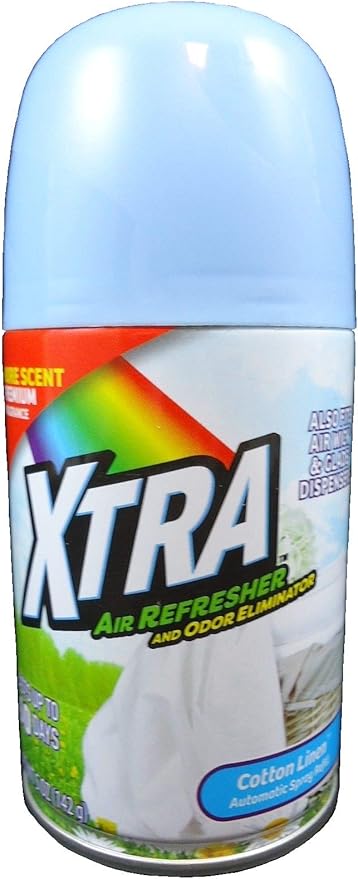 XTRA Premium Automatic Spray Air Freshener Refill Cotton Linen - 5 Oz. (Pack of 6)