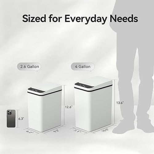 2 Pack Automatic Bathroom Trash Can 2.6 Gallon Smart Touchless Motion Sensor Trash Can with Lid Electric Waterproof Narrow Small Garbage Bin
