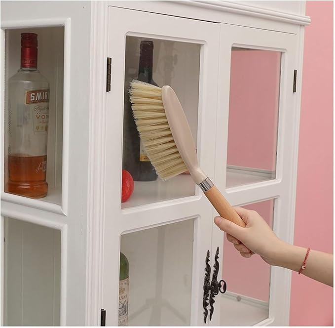 Whisk Broom Hand Held Hand Broom Wooden Handle Drafting Brush and Dustpan Set Bench Suitable for DesktopWorkbench(A)