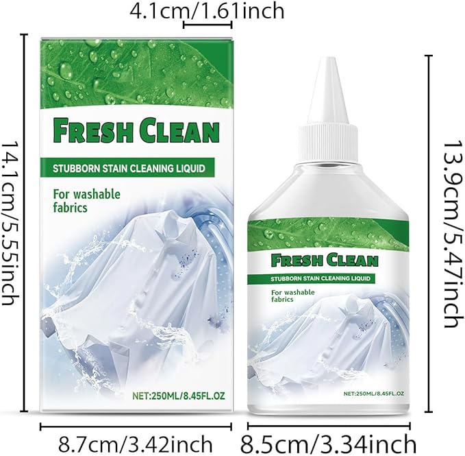 Liquid Stain RemoverStubborn Stain Cleaning Liquid Multi-Fabric Cleaner Oil and Grease Stain Remover for Clothes Fresh Clean Cleaning Food Grease Coffee Off Laundry Underwear Fabric (3PCS)