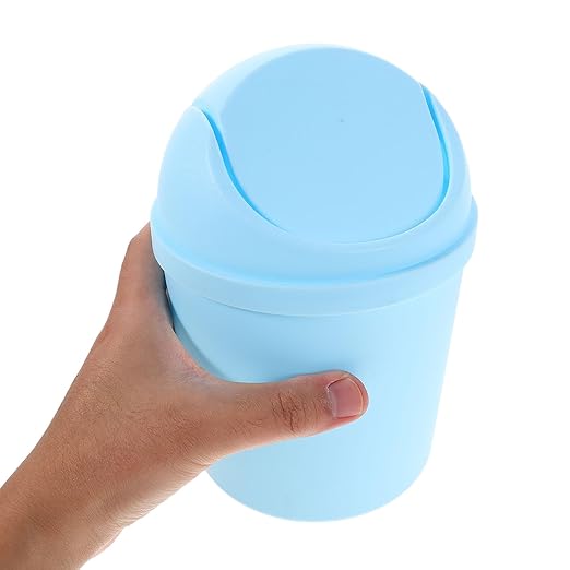 Ciieeo 6pcs Cute Desktop Trash Can - Mini Countertop Garbage Can with Lid - Small Wastebasket - Plastic Storage Bin for Kitchen Home Dressing Office Kids Bedroom