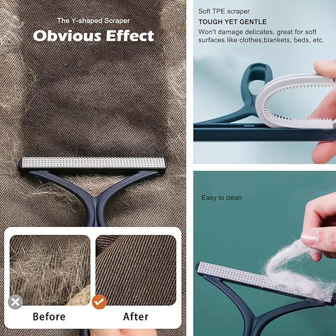 Pet Hair Removal Glove 4-in-1 Premium Dog Cat Hair Removal Glove &amp Brush Set Electrostatic Pet Hair Remover for Furniture Carpet Car Complete Grooming Bundle with Lint Remover Reusable Magic Brush