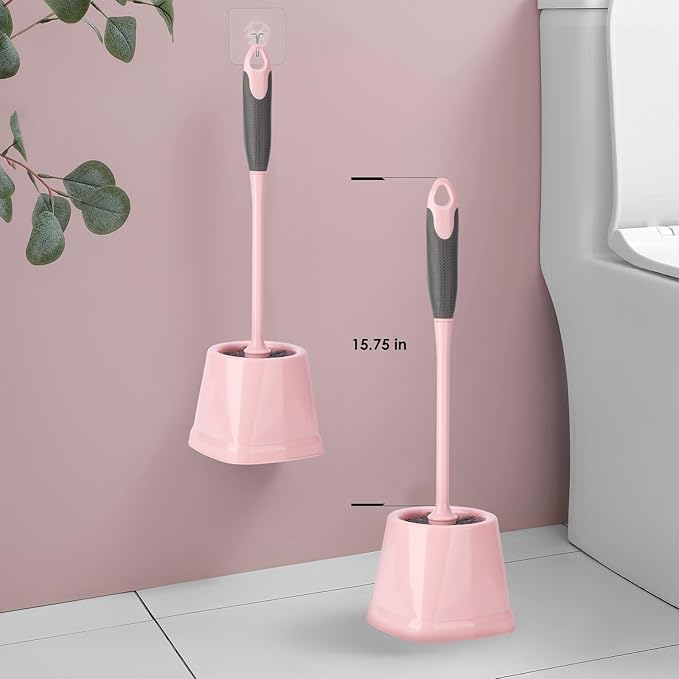 Toilet Brush 2 Pack Toilet Scrubber Brush and Holder Set Bathroom Accessories 14 Pcs Bathroom Cleaning Kit Pink Toilet Bowl Brush and Holder with 5 Brush for Bathroom Bathtub Washbasin
