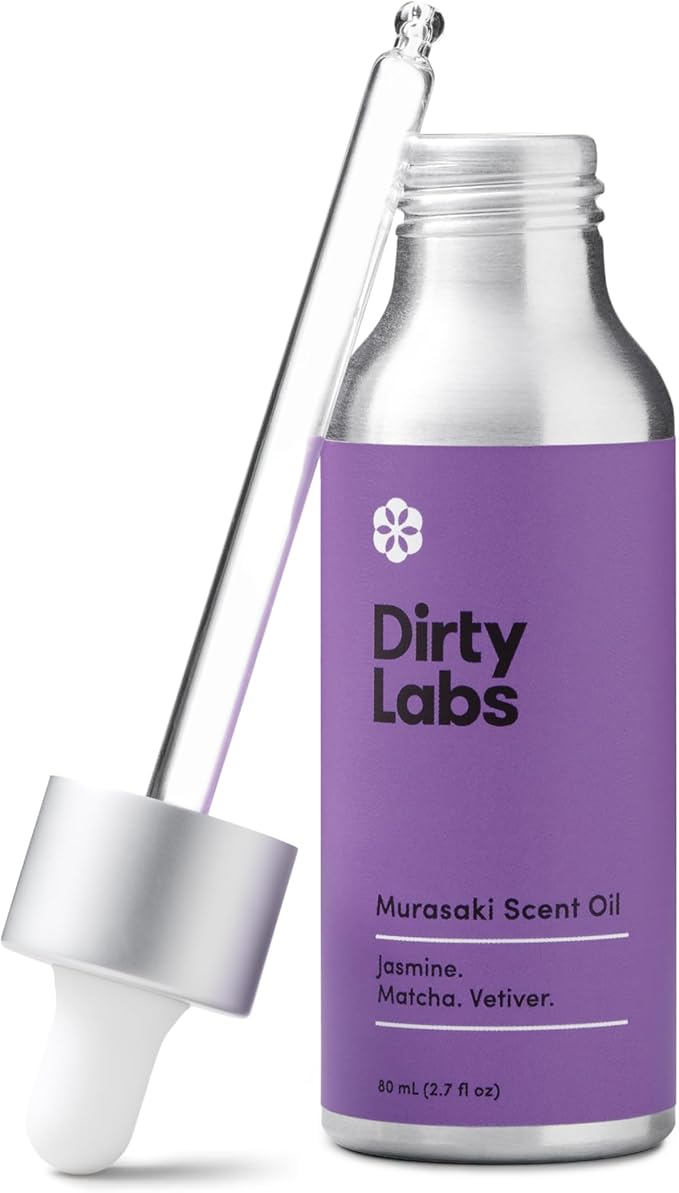 Dirty Labs | Murasaki Scent | Laundry Fragrance Oil and Glass Dropper | 80mL (2.7 fl oz) | Jasmine Matcha and Vetiver Blend | Laundry Scent Booster | Pairs with Dryer Balls | Hypoallergenic