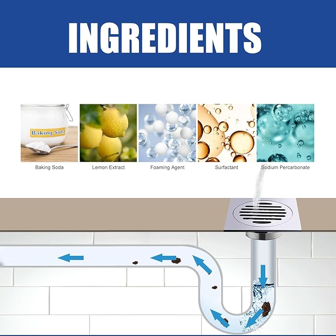 Pipe Drain Unblocker for Kitchen &amp Bathroom - Odor Eliminator Clog Remover Grease Dissolver(3PCS)