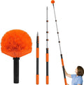 Buyplus 26FT Reach Cobweb Duster Outdoor Spider Web Cleaner Brush with Professional 5-20FT Extension Pole Non-Shedding Fluffy Bristles Suitable for Ceiling and Corner Dusters for Indoor and Outdoor