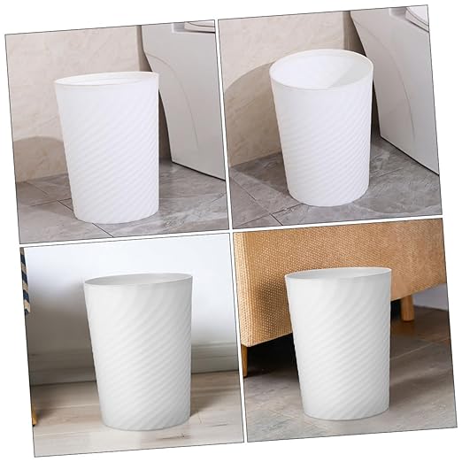 Small White Plastic Trash Can with Press Ring Modern Compact Wastebasket for Bathroom Bedroom Office and Living Spacious Capacity for Daily Home and Office Waste Disposal