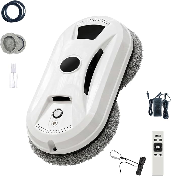 Window Cleaner Robot Automatic Smart Window Cleaning Robot–Edge Detection Smart Spray &amp Streak-Free Shine for High Rise Windows Skylights Glass Walls and Shower Doors (1pcs)