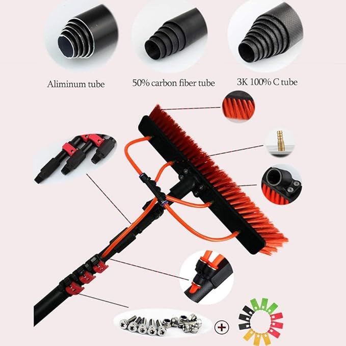 Window Cleaning Extension Pole 3.6M/5.4M/6M/7.2M/9M/11M Cleaning Pole Washing Kit for Extension Poles System for Trucks Windows Cleaning of Photovoltaic Panels30FT/9M