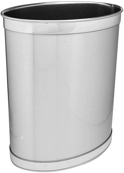 Stephanie Imports Made in USA 5-Gallon Sleek and Stylish Vinyl Mylar Waste Basket (13 X 11) (Metallic Silver)
