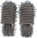 1 Pair Furry Stripes Floor Cleaning Slippers with Detachable Bottom Size Grey Unisex Mopping Slipper for House Cleaning Tool Supplies