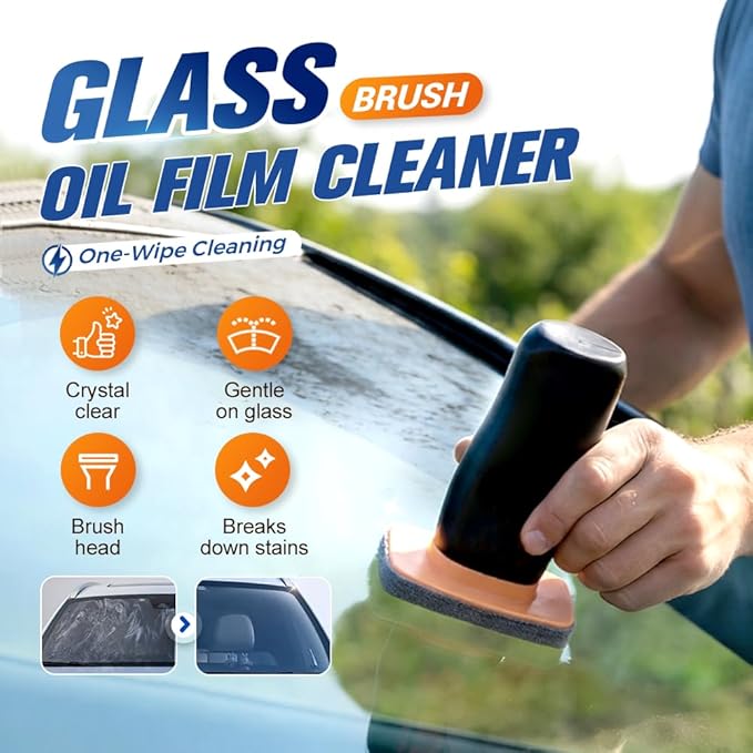 Handheld Glass Oil-Film Remover 2026 Upgrade Glass Emulsion Cleaner New Glass Cleaning Board Automotive Oil Film Cleaning Brush for Car Windows (4 Medium)
