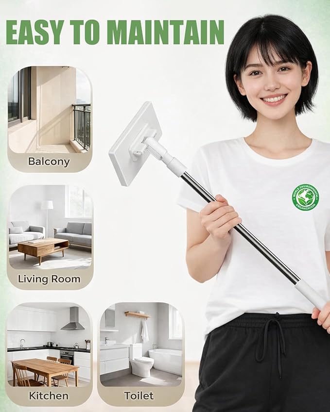 Cloth Changing Mini Mop Zero Touch Lazy Mop Clip Clamp Disposable Dust Wet and Dry Compatible Click Snap Easy Wall Floor Clean Reusable for Small Spaces (1PC)