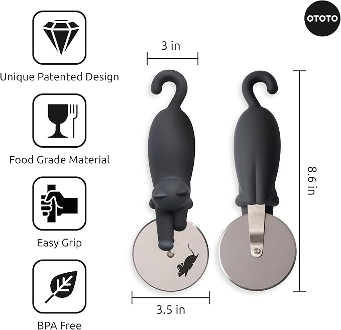 OTOTO Bundle of 2 Dracowave Dragon Microwave Cleaner + Kitty Cat Pizza Cutter Cute Kitchen Gadgets Cute Gifts